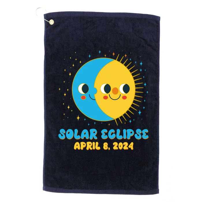 Solar Eclipse April 8 2024 Cute Moon And Sun Platinum Collection Golf Towel