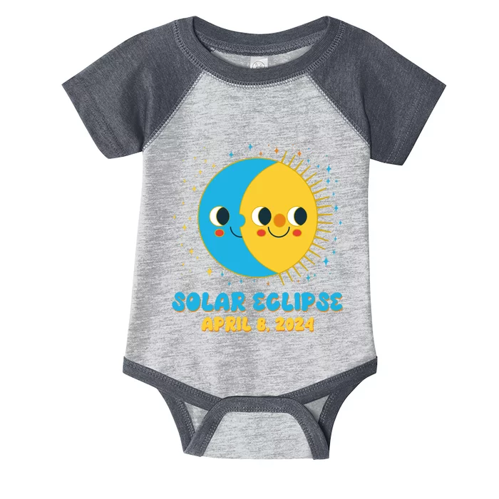 Solar Eclipse April 8 2024 Cute Moon And Sun Infant Baby Jersey Bodysuit