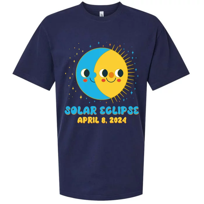 Solar Eclipse April 8 2024 Cute Moon And Sun Sueded Cloud Jersey T-Shirt