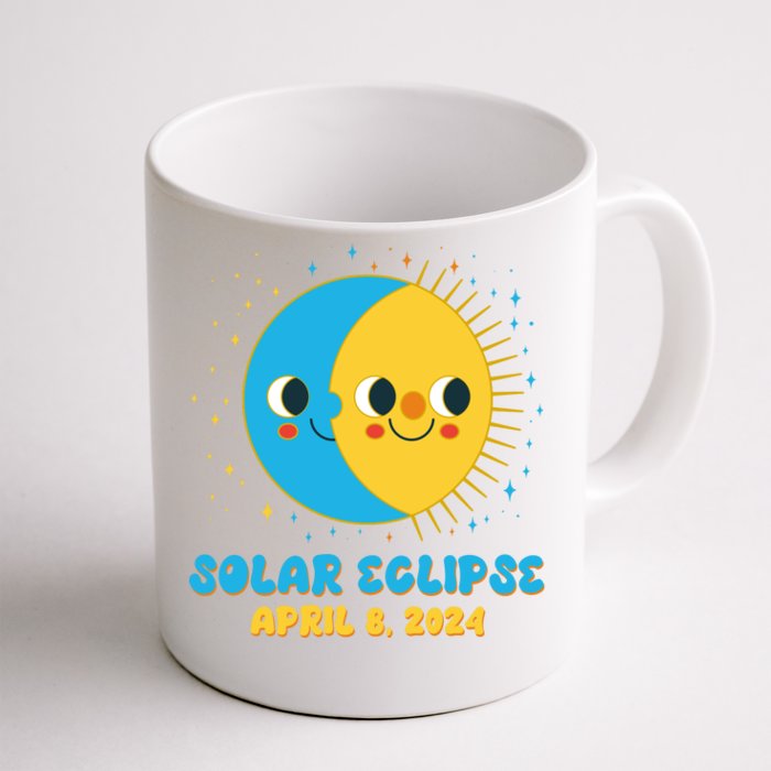 Solar Eclipse April 8 2024 Cute Moon And Sun Front & Back Coffee Mug