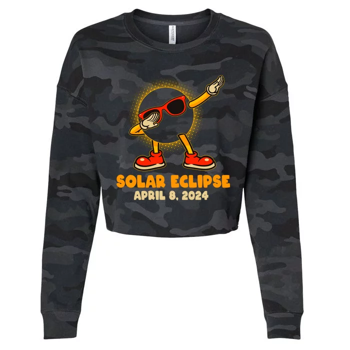 Solar Eclipse April 8 2024 Dabbing Sun Cropped Pullover Crew