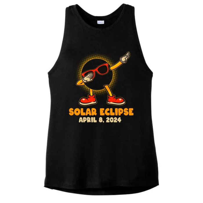 Solar Eclipse April 8 2024 Dabbing Sun Ladies Tri-Blend Wicking Tank