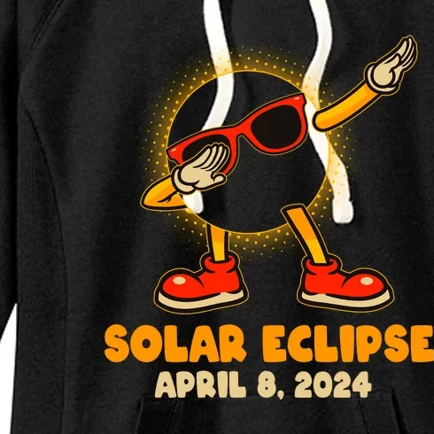 Solar Eclipse April 8 2024 Dabbing Sun Women's Fleece Hoodie