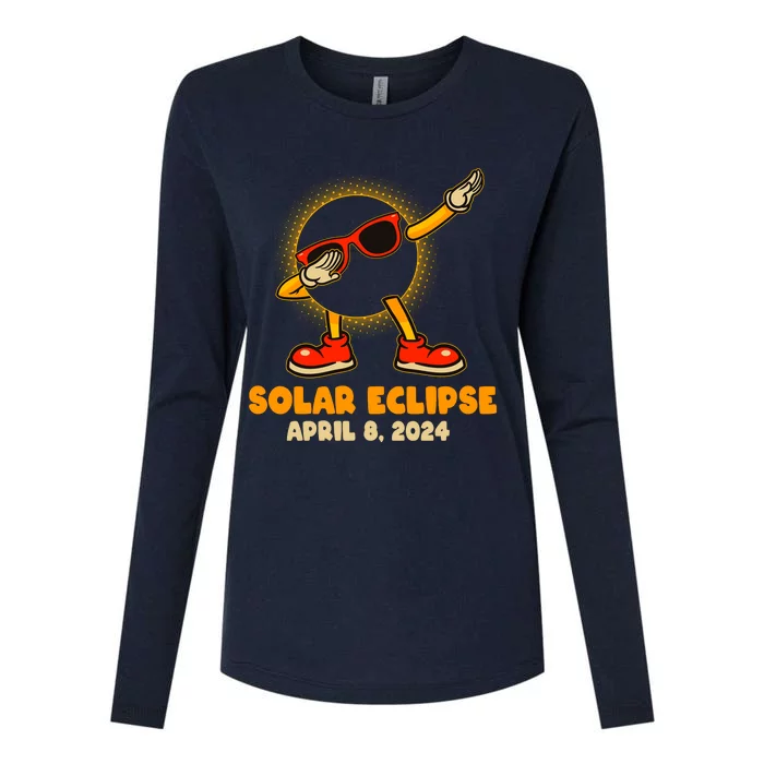 Solar Eclipse April 8 2024 Dabbing Sun Womens Cotton Relaxed Long Sleeve T-Shirt