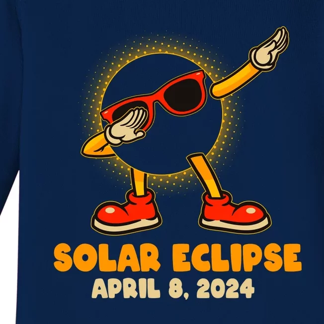 Solar Eclipse April 8 2024 Dabbing Sun Baby Long Sleeve Bodysuit