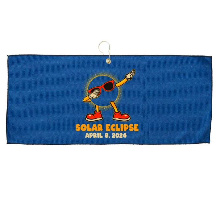 Solar Eclipse April 8 2024 Dabbing Sun Large Microfiber Waffle Golf Towel