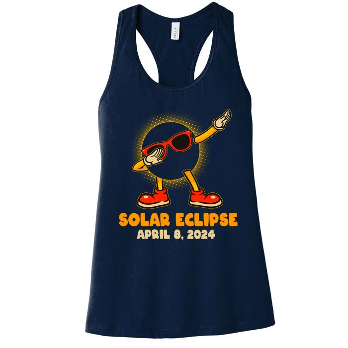 Solar Eclipse April 8 2024 Dabbing Sun Women's Racerback Tank