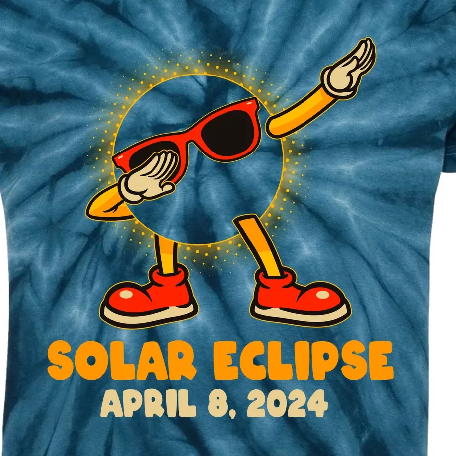 Solar Eclipse April 8 2024 Dabbing Sun Kids Tie-Dye T-Shirt