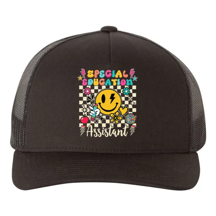 Special Education Assistant Teacher Groovy Back To School Yupoong Adult 5-Panel Trucker Hat