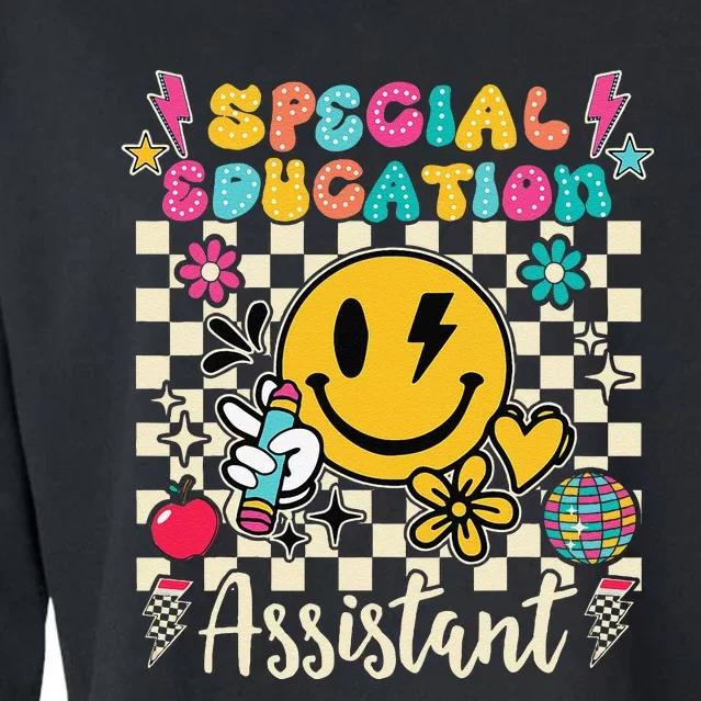 Special Education Assistant Teacher Groovy Back To School Cropped Pullover Crew