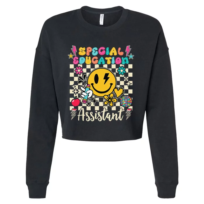 Special Education Assistant Teacher Groovy Back To School Cropped Pullover Crew