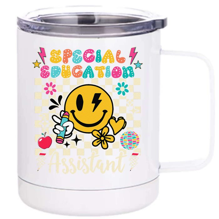 Special Education Assistant Teacher Groovy Back To School Front & Back 12oz Stainless Steel Tumbler Cup