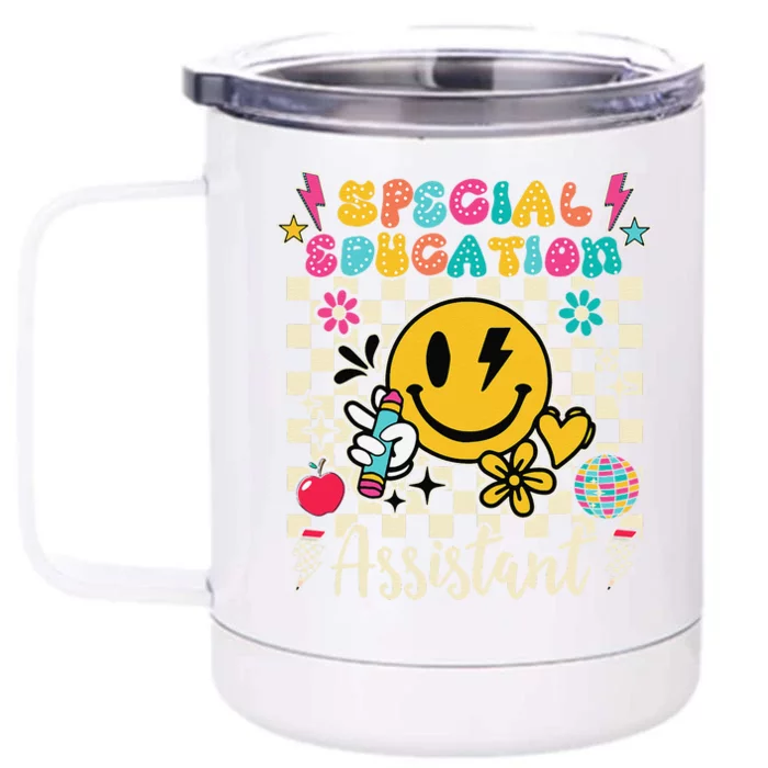 Special Education Assistant Teacher Groovy Back To School Front & Back 12oz Stainless Steel Tumbler Cup