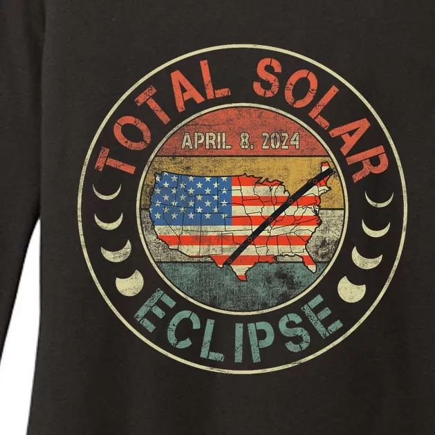 Solar Eclipse April 8 2024 America Path Map Vintage Totality Womens CVC Long Sleeve Shirt