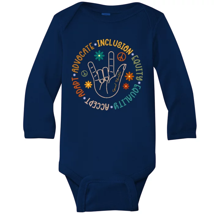 Special Education Autism Accept Equality Hippie Baby Long Sleeve Bodysuit