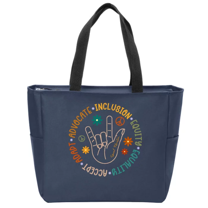 Special Education Autism Accept Equality Hippie Zip Tote Bag