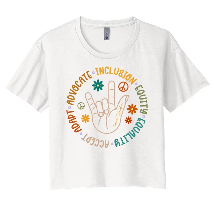 Special Education Autism Accept Equality Hippie Women's Crop Top Tee