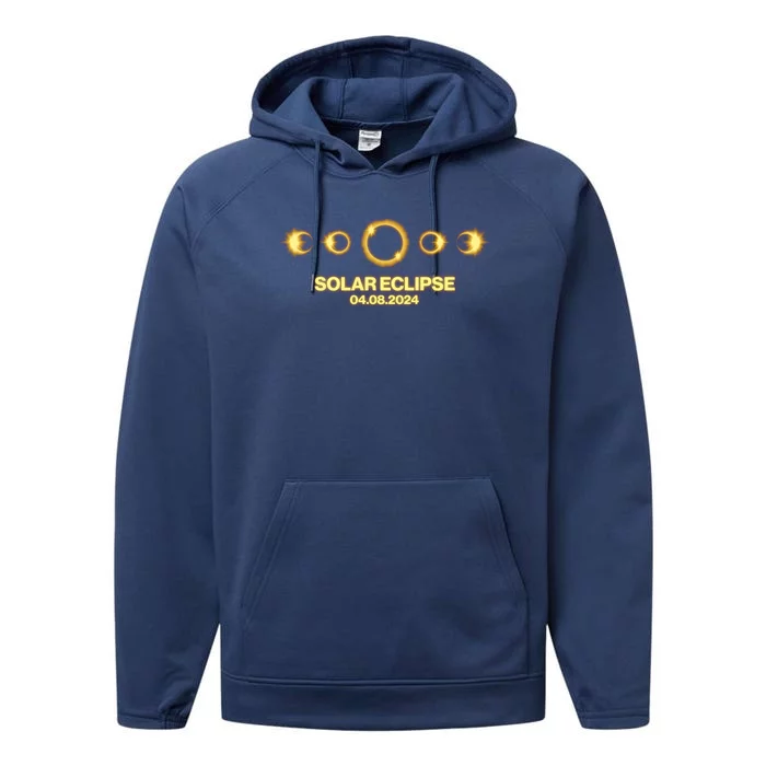 Solar Eclipse April 08 2024 Performance Fleece Hoodie