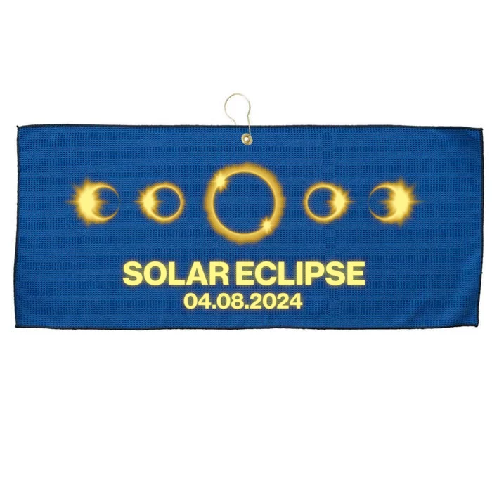 Solar Eclipse April 08 2024 Large Microfiber Waffle Golf Towel