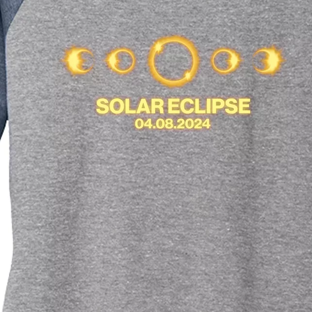 Solar Eclipse April 08 2024 Women's Tri-Blend 3/4-Sleeve Raglan Shirt