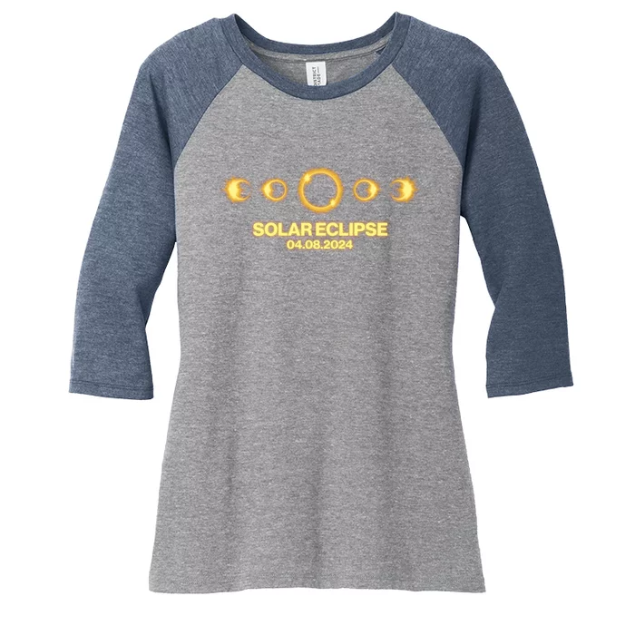 Solar Eclipse April 08 2024 Women's Tri-Blend 3/4-Sleeve Raglan Shirt