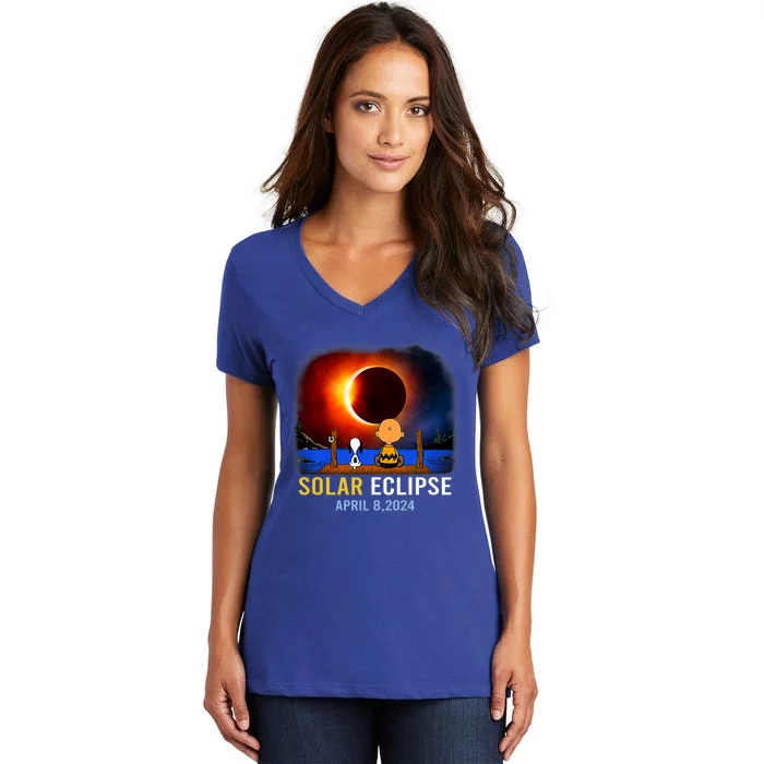 Solar Eclipse April 8 2024 Totality April 8 Women's V-Neck T-Shirt