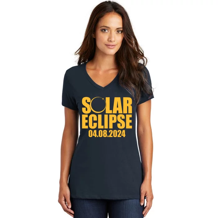 Solar Eclipse April 08 2024 Women's V-Neck T-Shirt