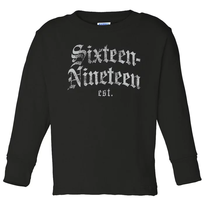 Sixteennineteen Est African American Vintage Black History Toddler Long Sleeve Shirt