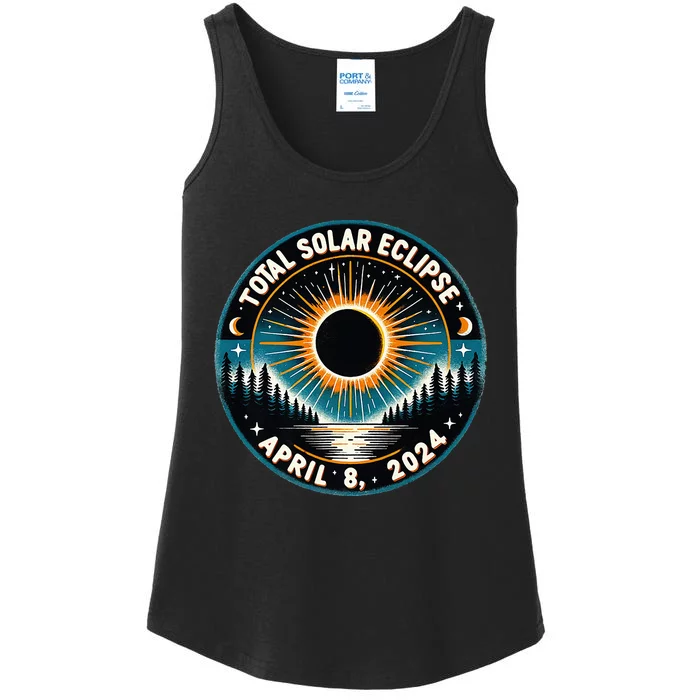 Solar Eclipse Astronomy Vintage 2024 Solar Eclipse Ladies Essential Tank