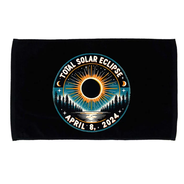 Solar Eclipse Astronomy Vintage 2024 Solar Eclipse Microfiber Hand Towel