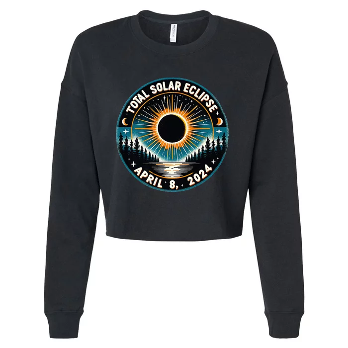 Solar Eclipse Astronomy Vintage 2024 Solar Eclipse Cropped Pullover Crew