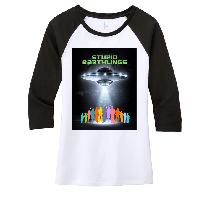 Stupid Earthlings Alien Women's Tri-Blend 3/4-Sleeve Raglan Shirt