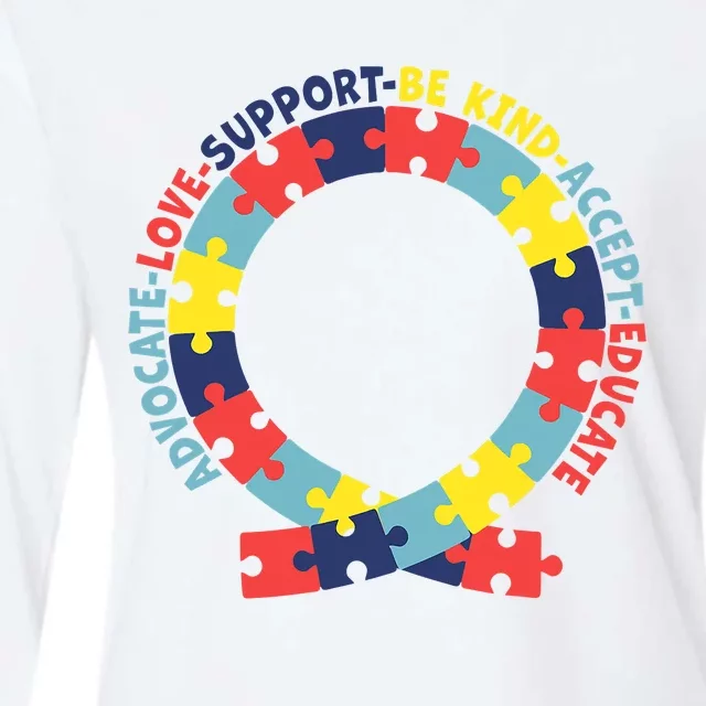 Support Educate Advocate Love Autism Awareness Puzzle Ribbon Womens Cotton Relaxed Long Sleeve T-Shirt