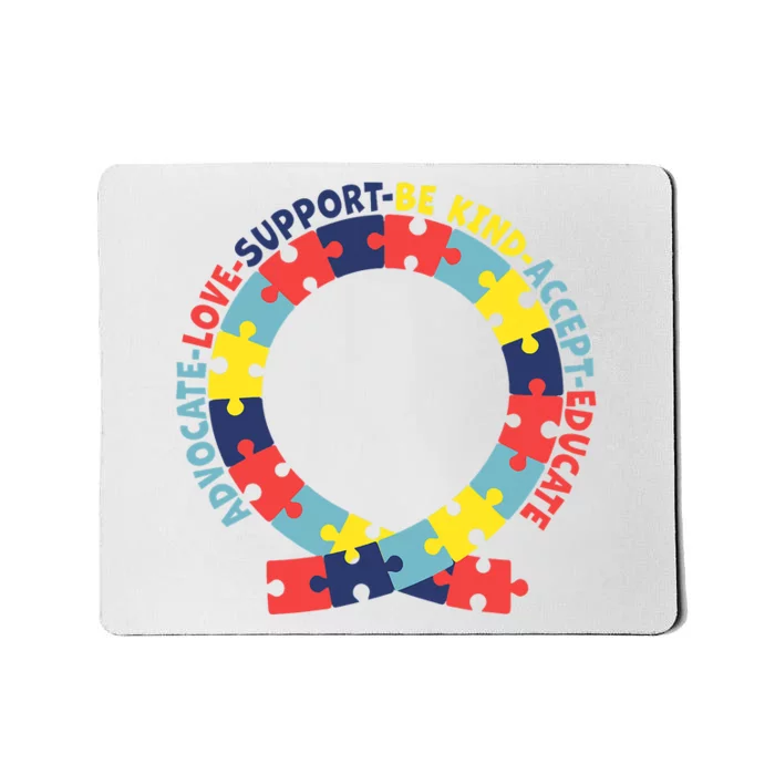 Support Educate Advocate Love Autism Awareness Puzzle Ribbon Mousepad