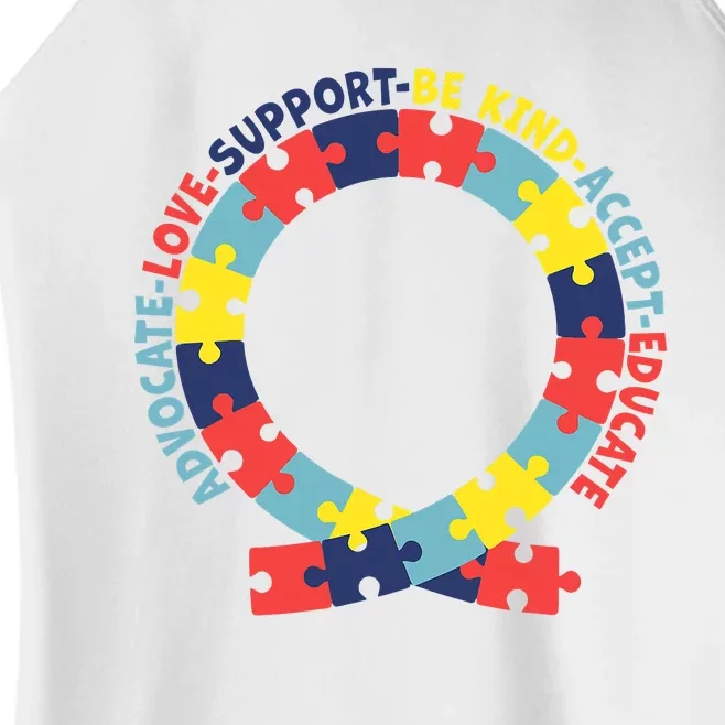 Support Educate Advocate Love Autism Awareness Puzzle Ribbon Women’s Perfect Tri Rocker Tank