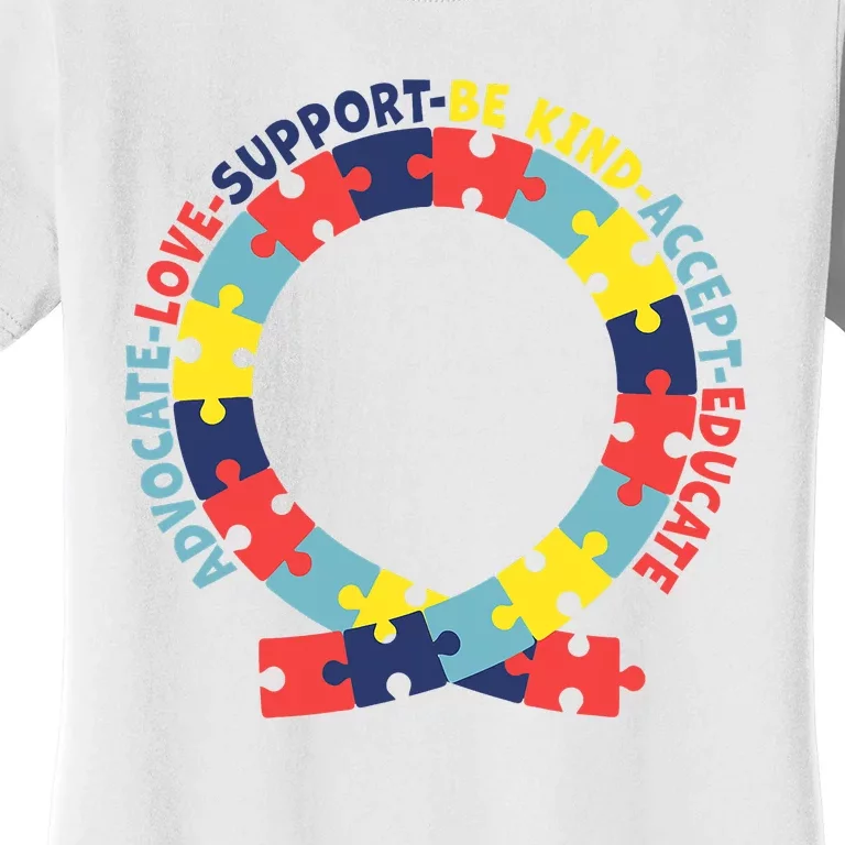 Support Educate Advocate Love Autism Awareness Puzzle Ribbon Women's T-Shirt