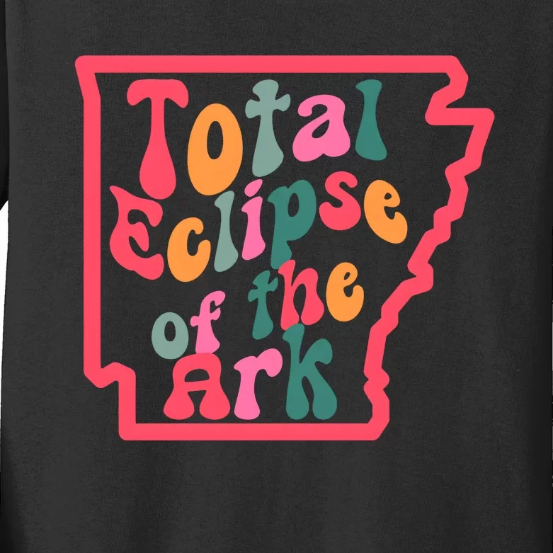 Solar Eclipse Arkansas Map Kids Long Sleeve Shirt