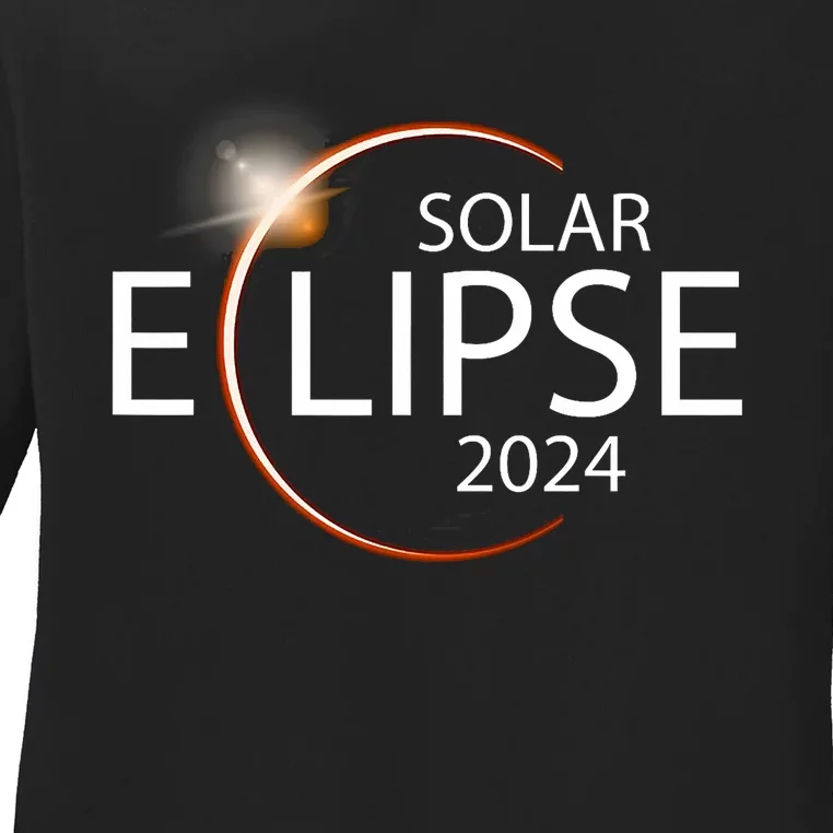 Solar Eclipse April 8 2024 Eclipse Party 2024 Souvenir Ladies Long Sleeve Shirt