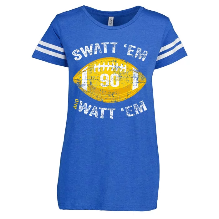 Swatt ‘Em And Watt ‘Em Football Vintage Enza Ladies Jersey Football T-Shirt