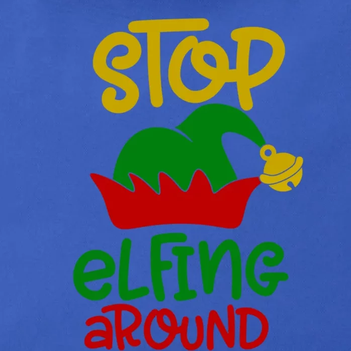 Stop Elfing Around Christmas Elf Funny Novelty Holiday Item Meaningful Gift Zip Tote Bag