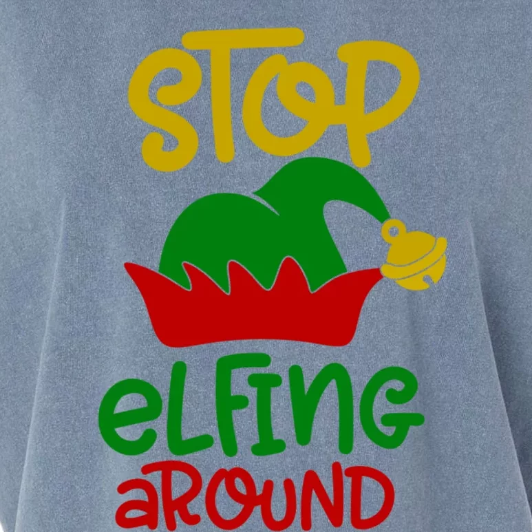 Stop Elfing Around Christmas Elf Funny Novelty Holiday Item Meaningful Gift Garment-Dyed Women's Muscle Tee