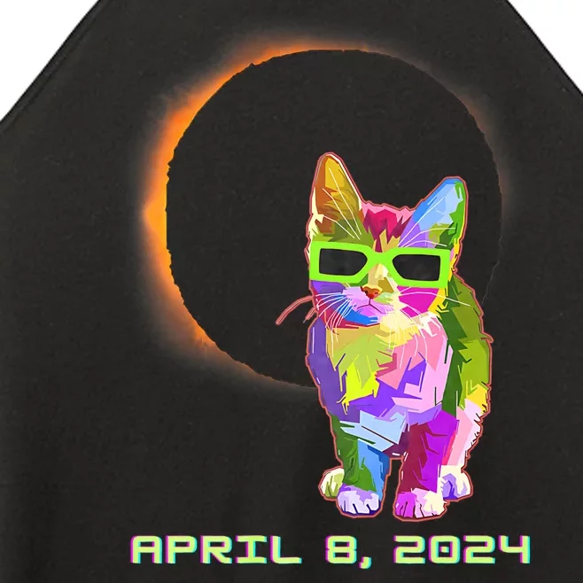 Solar Eclipse April 8 2024 Cat Wearing Eclipse Glasses Women’s Perfect Tri Rocker Tank