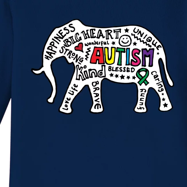 Strang Elephant Autism Awareness Baby Long Sleeve Bodysuit