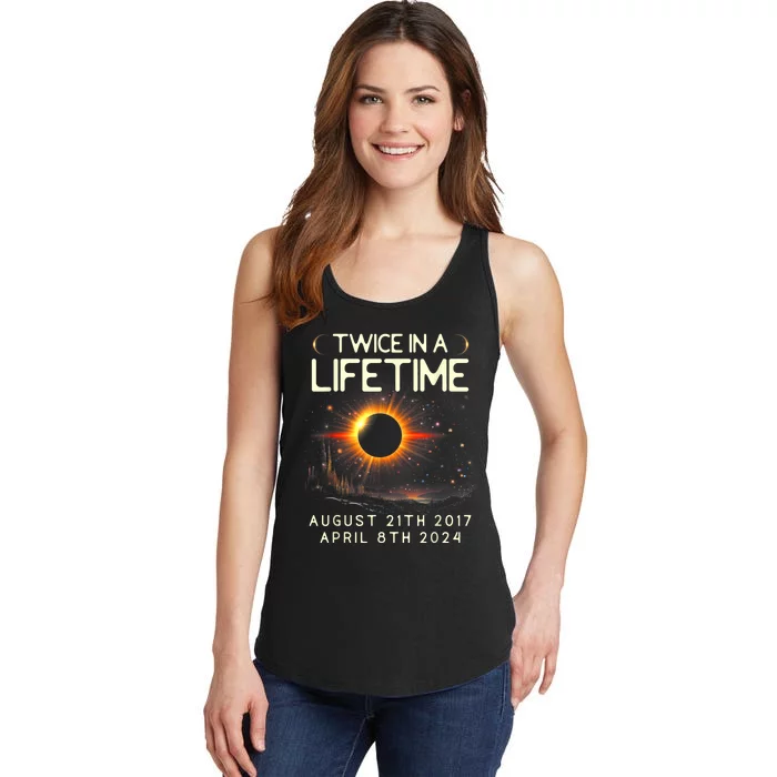 Solar Eclipse Astronomy Twice In Lifetime 2024 Solar Eclipse Ladies Essential Tank