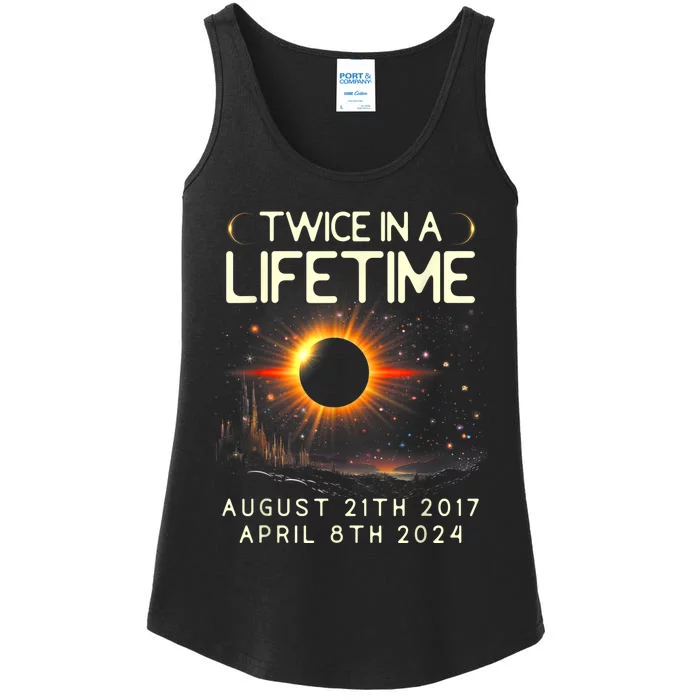 Solar Eclipse Astronomy Twice In Lifetime 2024 Solar Eclipse Ladies Essential Tank