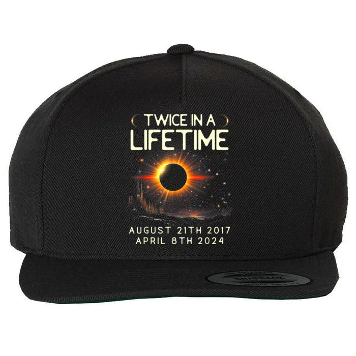 Solar Eclipse Astronomy Twice In Lifetime 2024 Solar Eclipse Wool Snapback Cap