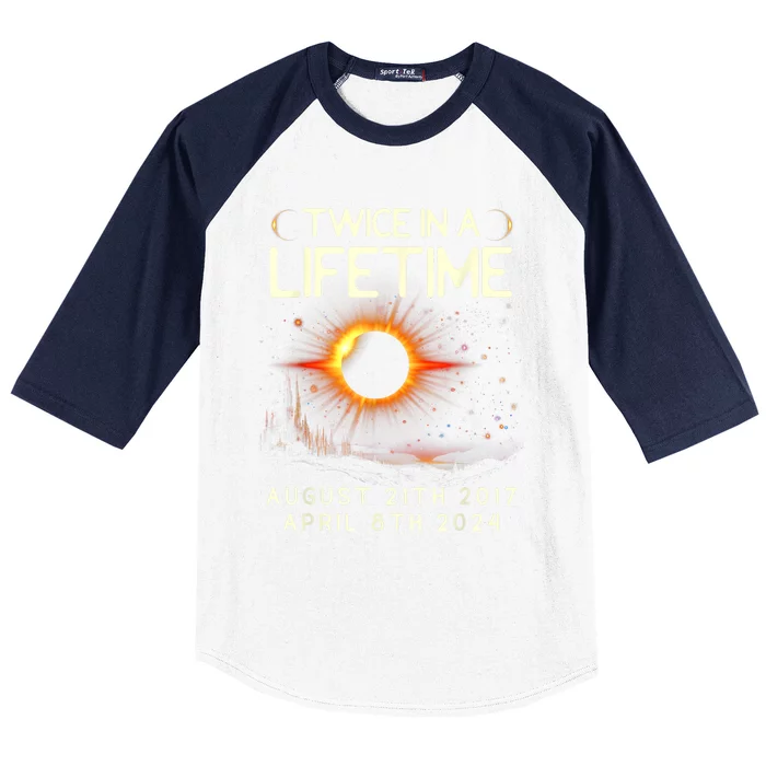 Solar Eclipse Astronomy Twice In Lifetime 2024 Solar Eclipse Baseball Sleeve Shirt