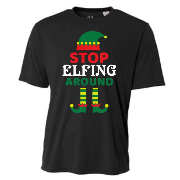 Stop Elfing Around Gift Cooling Performance Crew T-Shirt