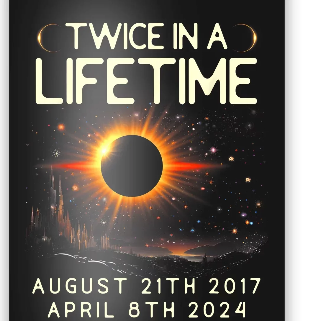 Solar Eclipse Astronomy Twice In Lifetime 2024 Solar Eclipse Poster