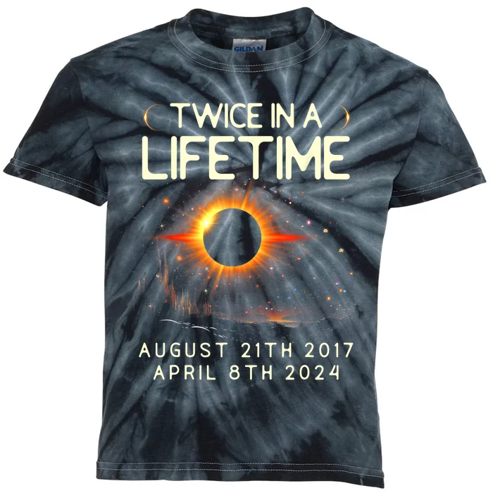 Solar Eclipse Astronomy Twice In Lifetime 2024 Solar Eclipse Kids Tie-Dye T-Shirt